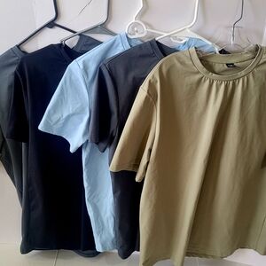 Men's Casual T-Shirt Set - Black, Blue, Gray and Tan